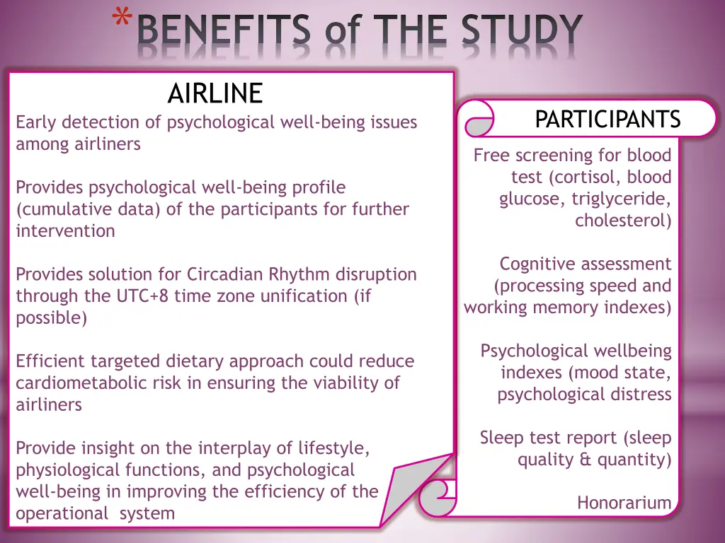 benefits of the study