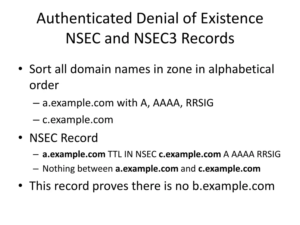authenticated denial of existence nsec and nsec3
