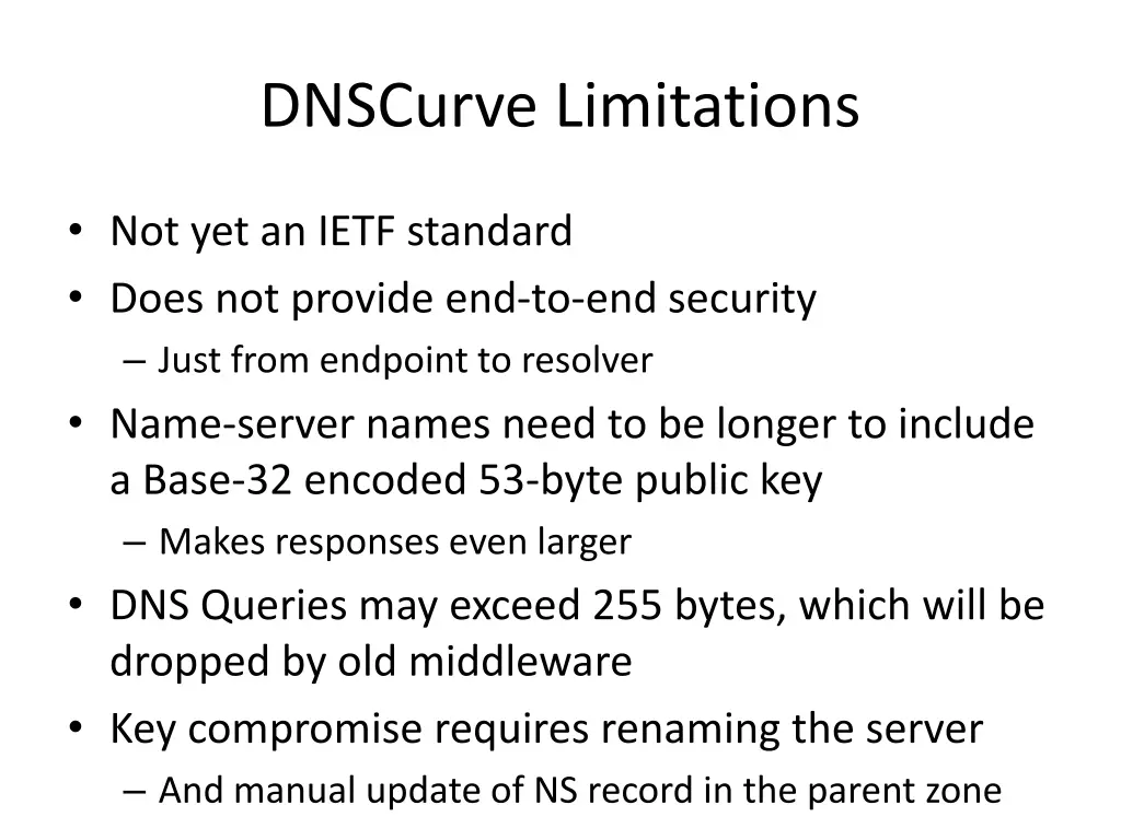 dnscurve limitations