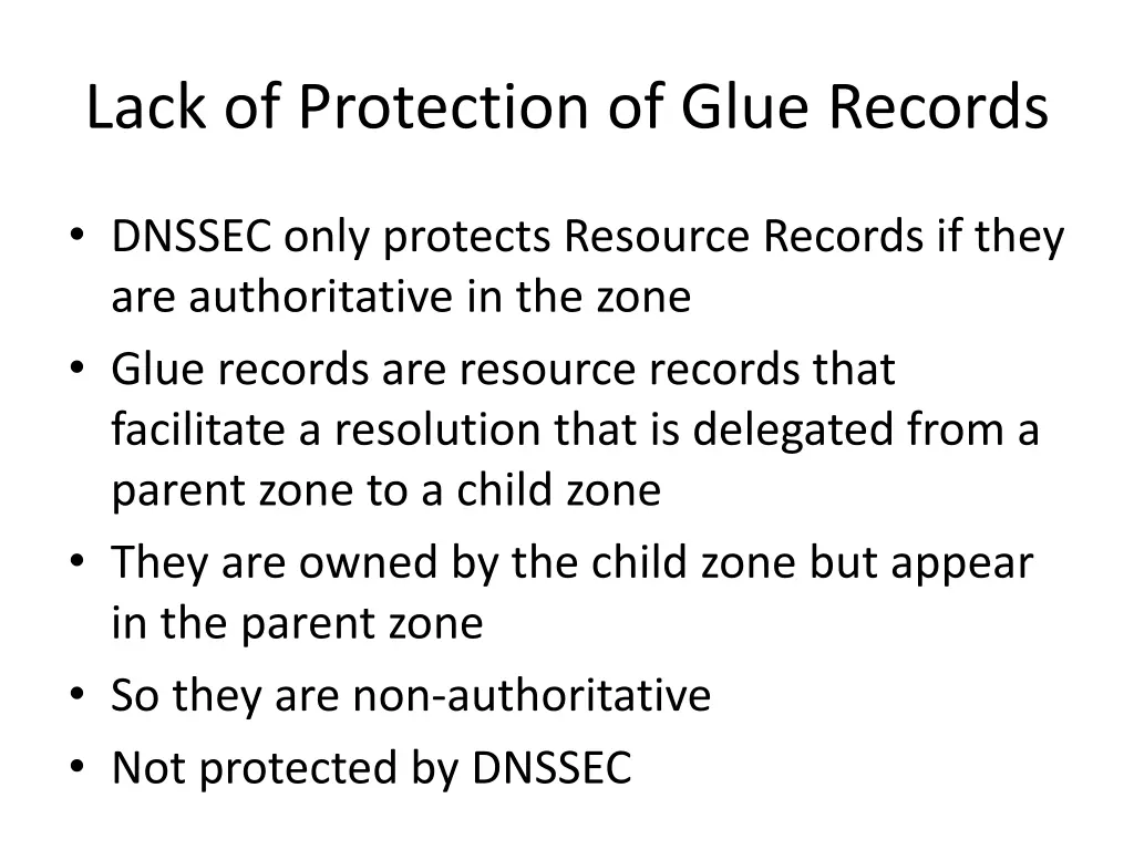 lack of protection of glue records