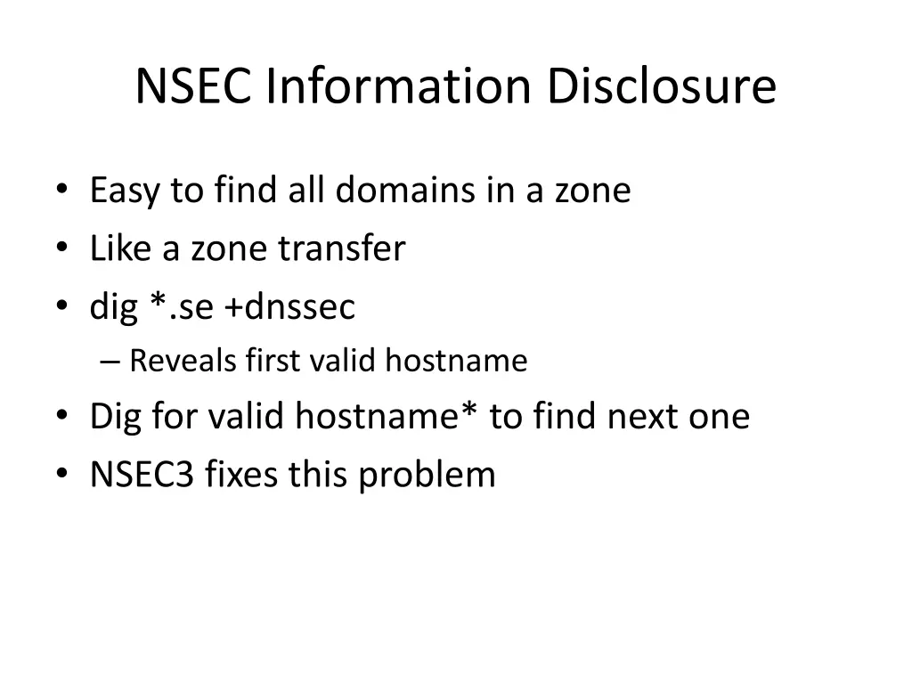 nsec information disclosure