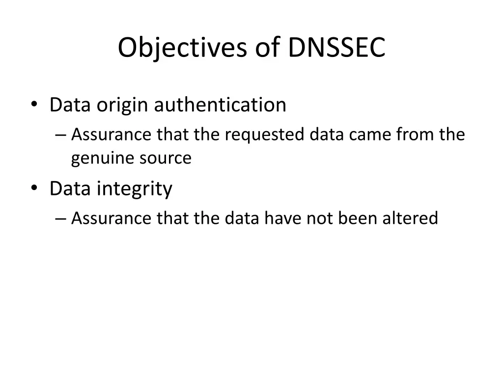 objectives of dnssec