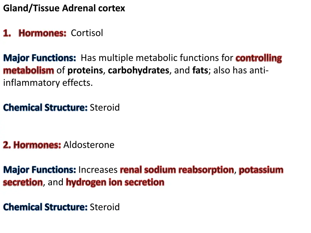 gland tissue adrenal cortex