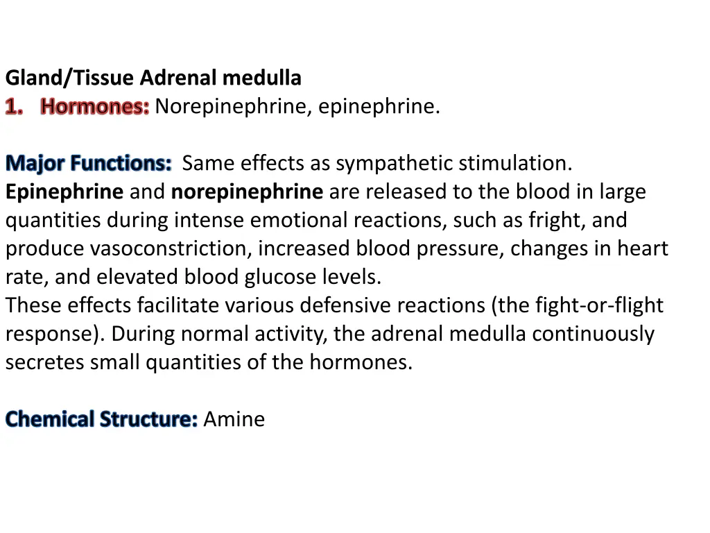 gland tissue adrenal medulla hormones