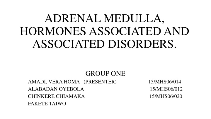 adrenal medulla hormones associated