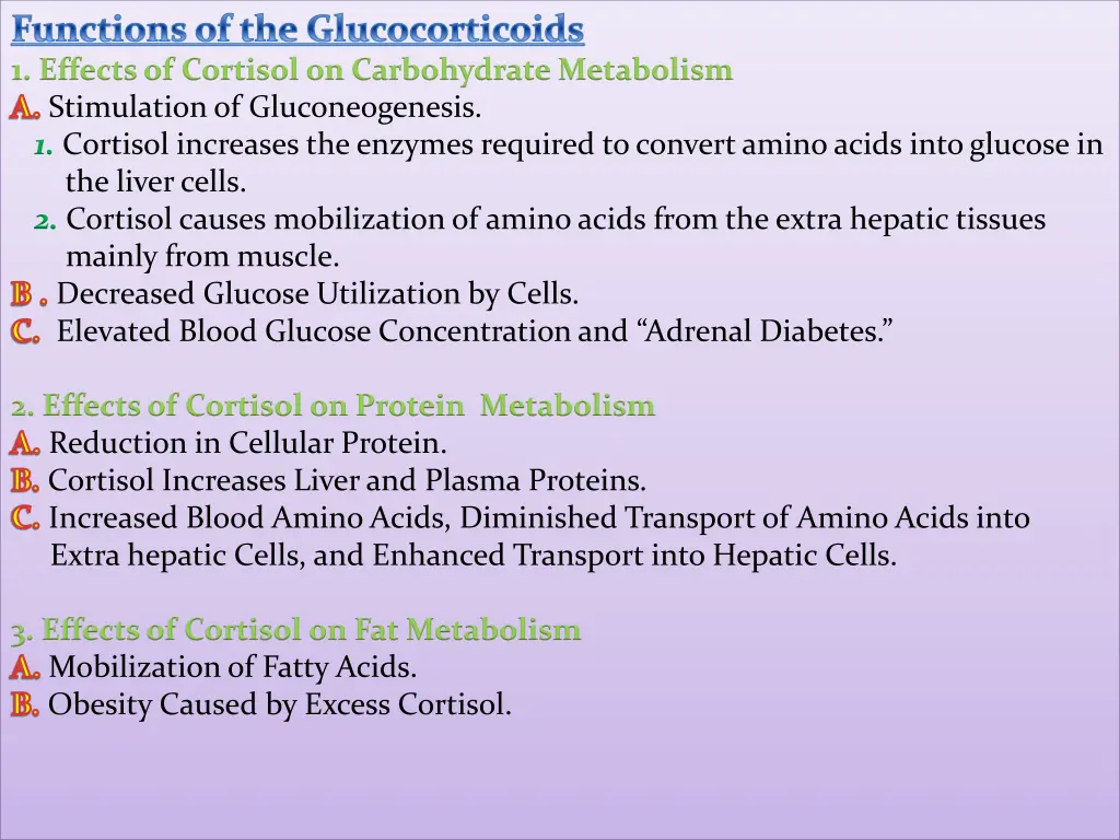 functions of the glucocorticoids 1 effects