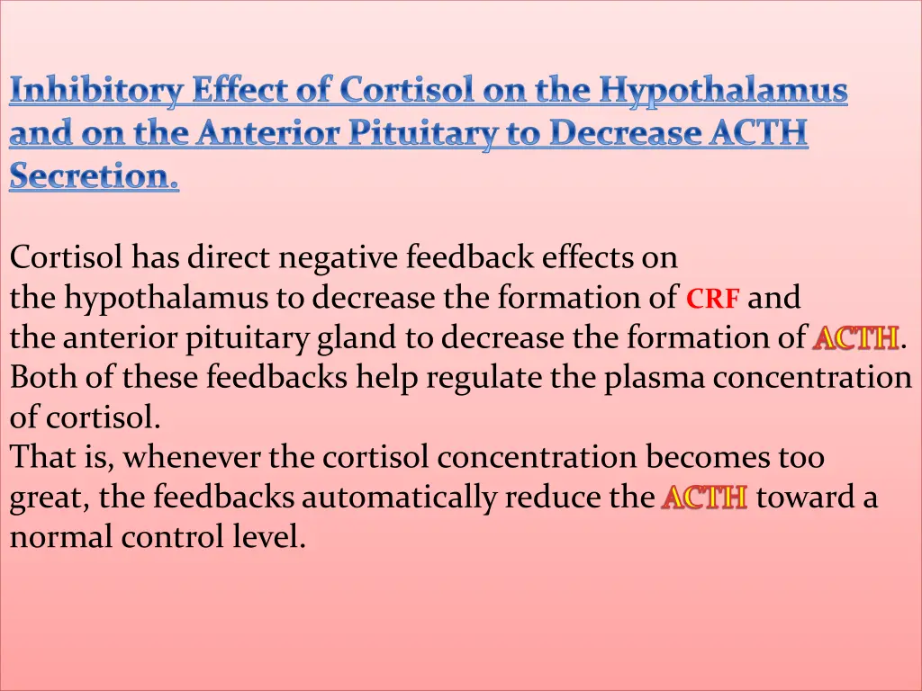 inhibitory effect of cortisol on the hypothalamus