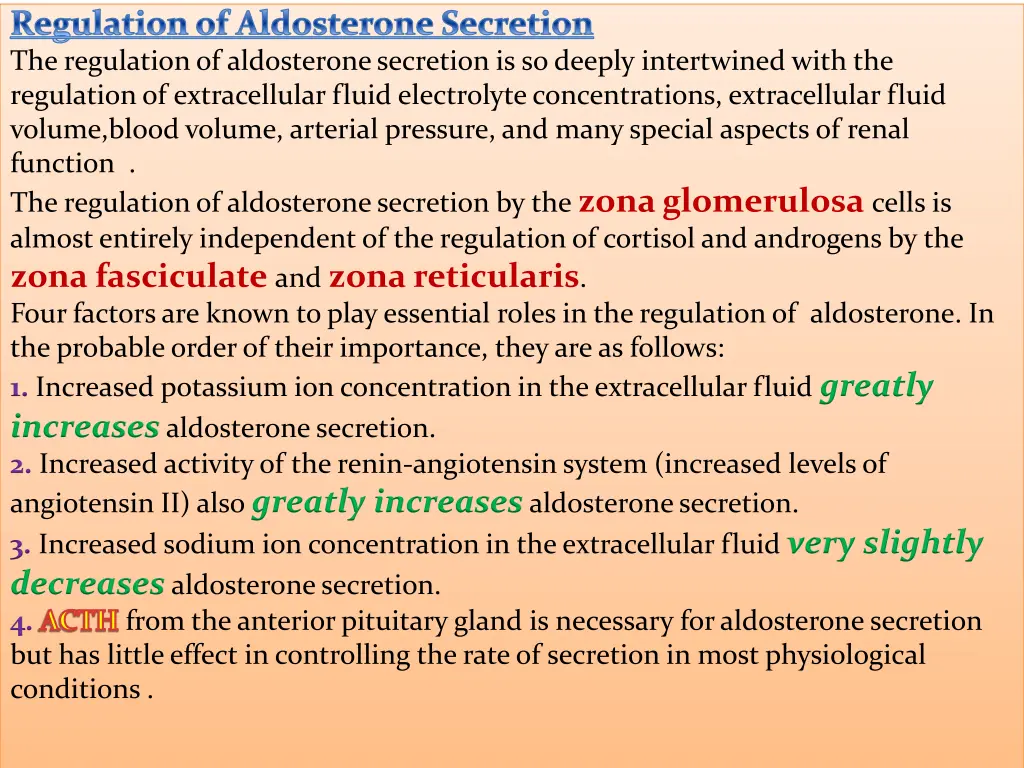 regulation of aldosterone secretion