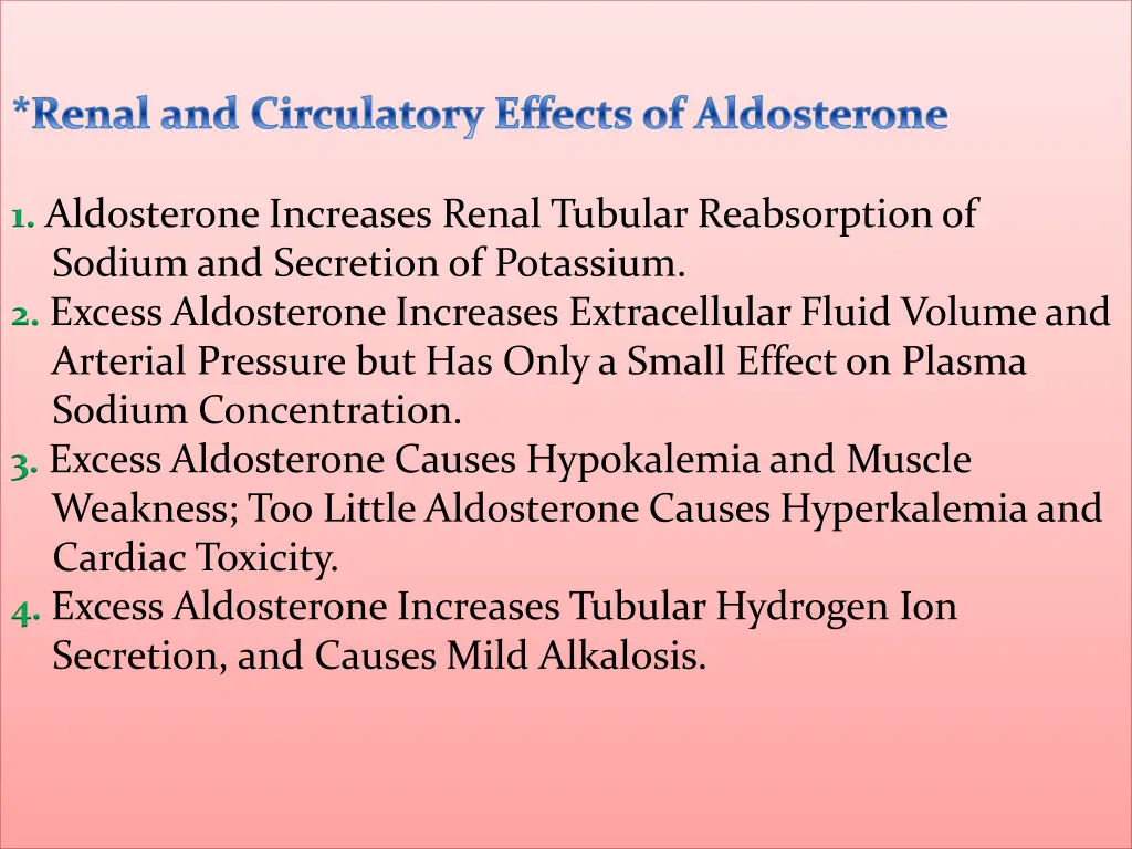 renal and circulatory effects of aldosterone