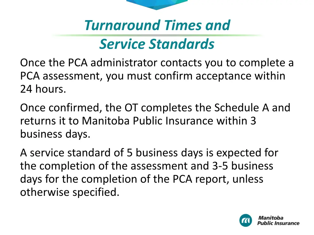 turnaround times and service standards