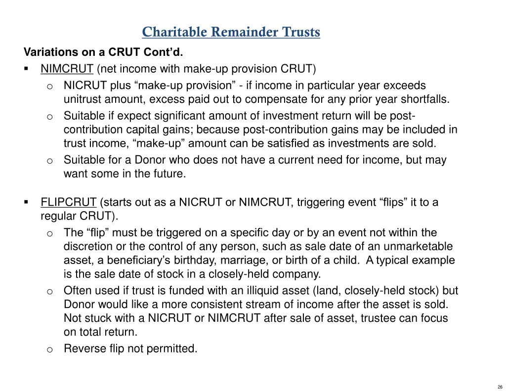 charitable remainder trusts 1