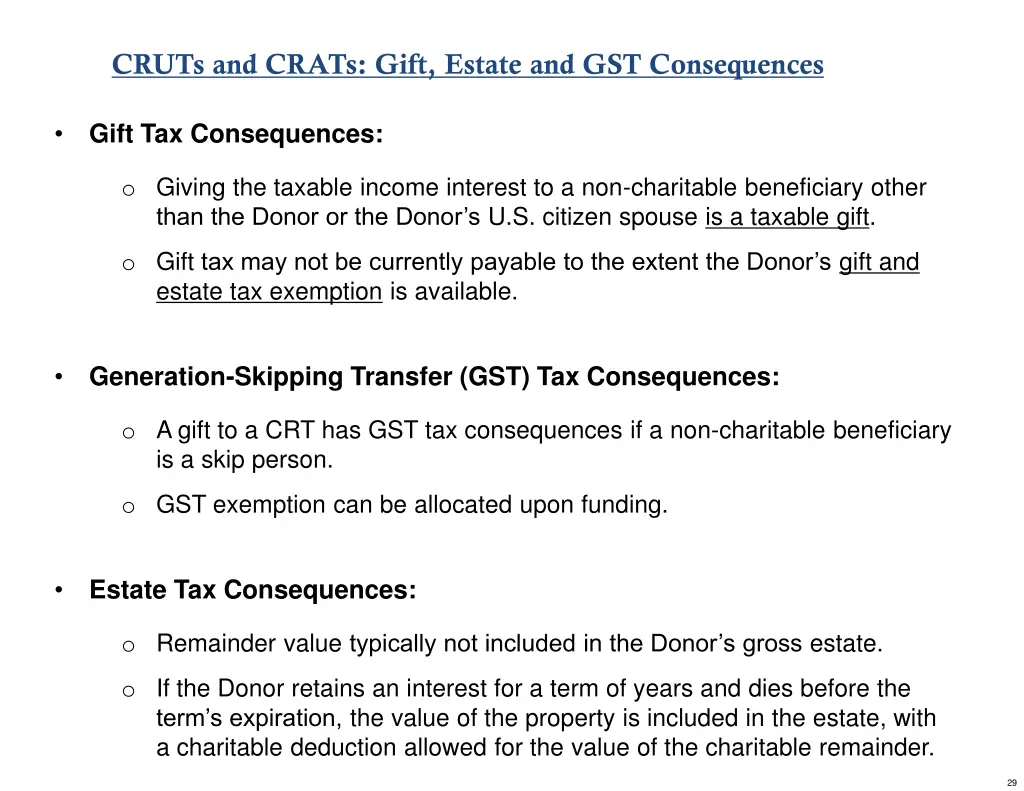 cruts and crats gift estate and gst consequences