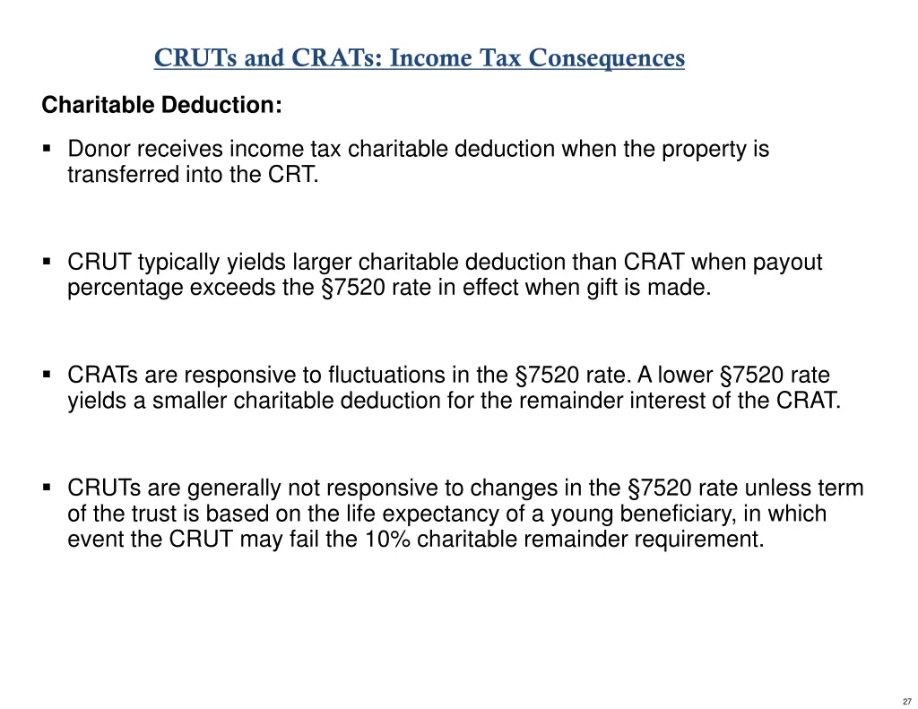 cruts and crats income tax consequences