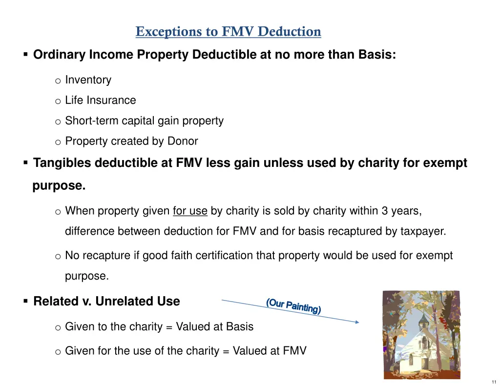 exceptions to fmv deduction