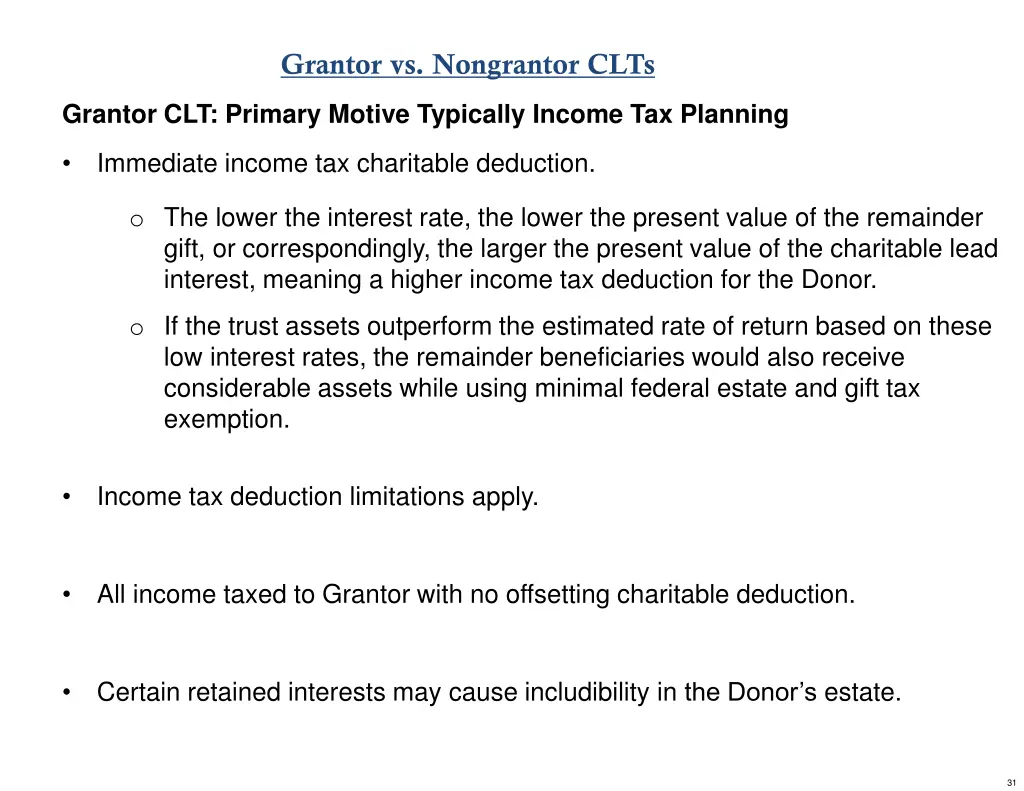 grantor vs nongrantor clts