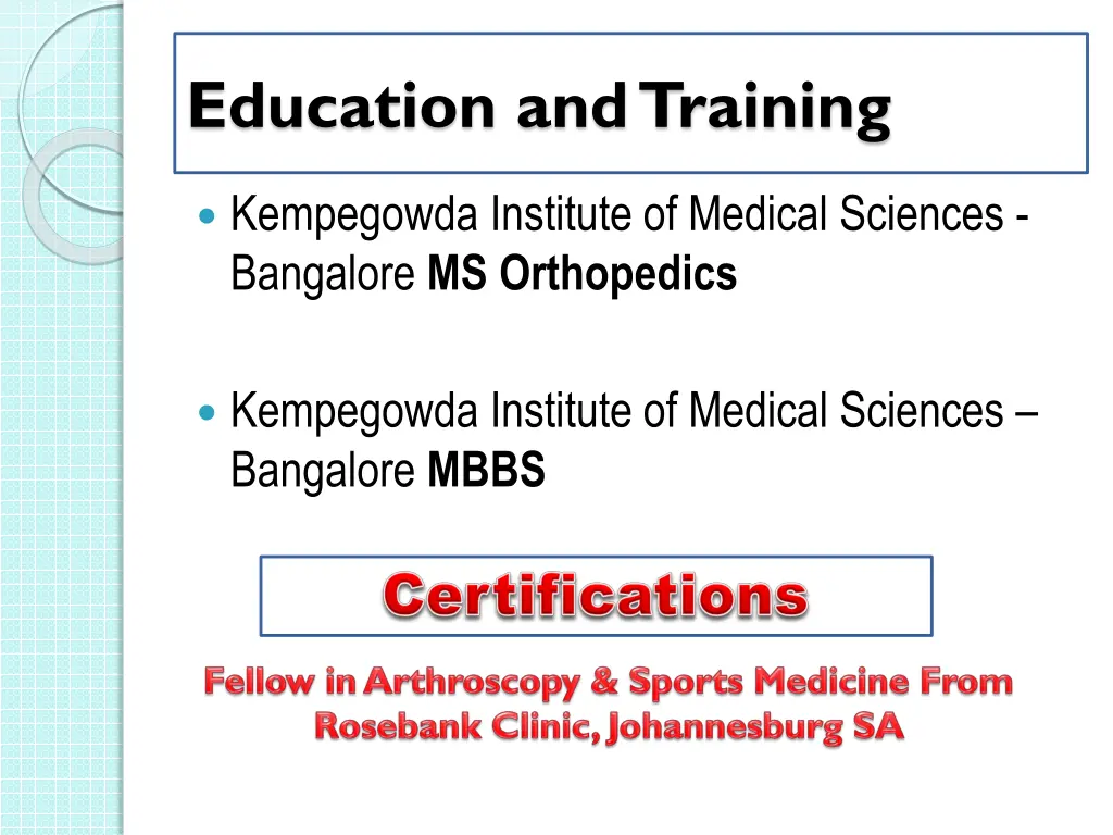 education and training