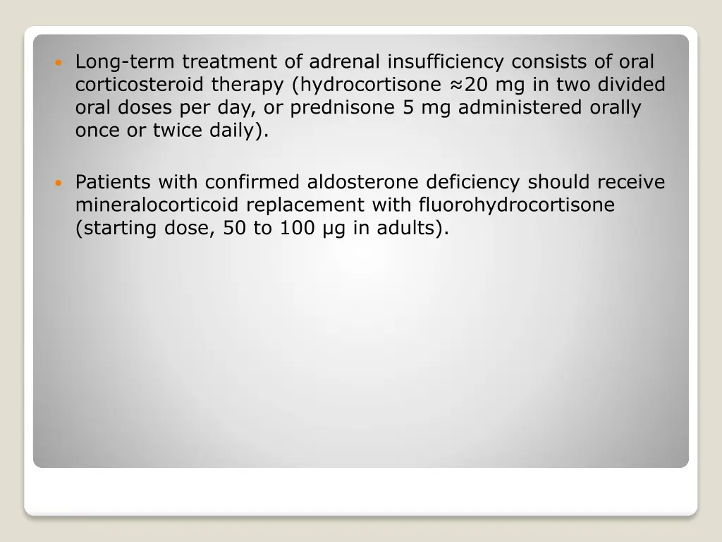 long term treatment of adrenal insufficiency