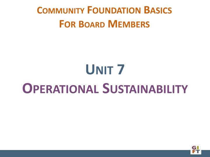 c ommunity f oundation b asics f or b oard