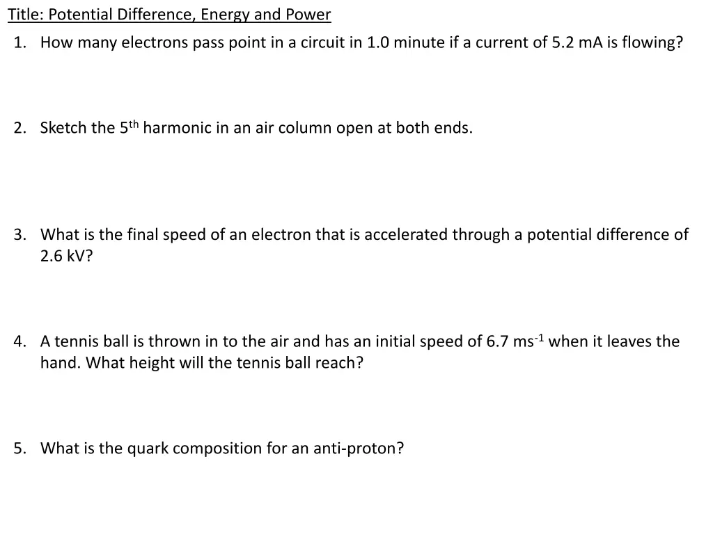 title potential difference energy and power