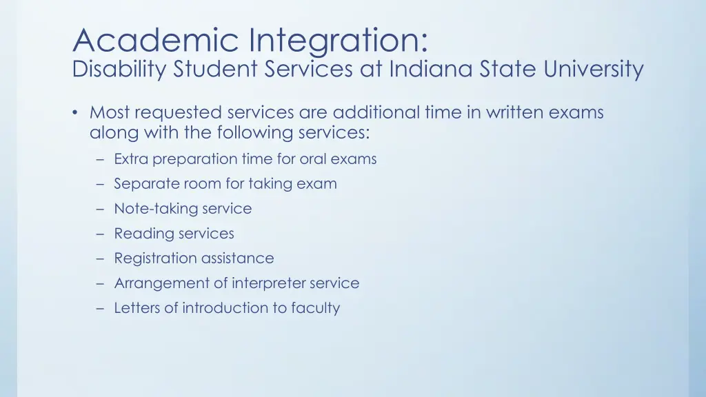 academic integration disability student services