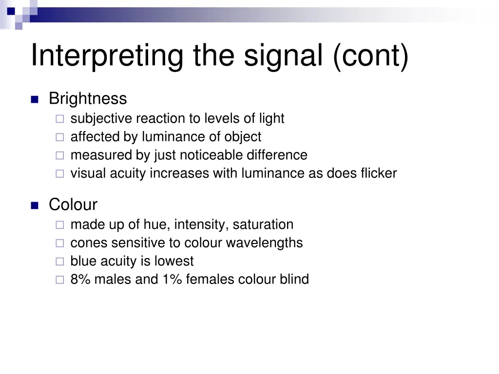 interpreting the signal cont