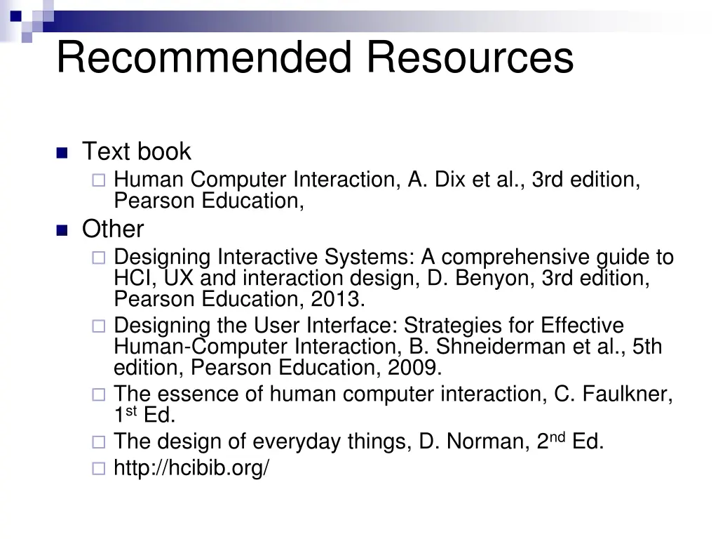 recommended resources