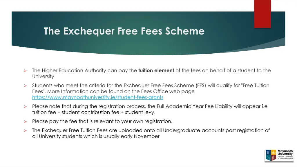 the exchequer free fees scheme
