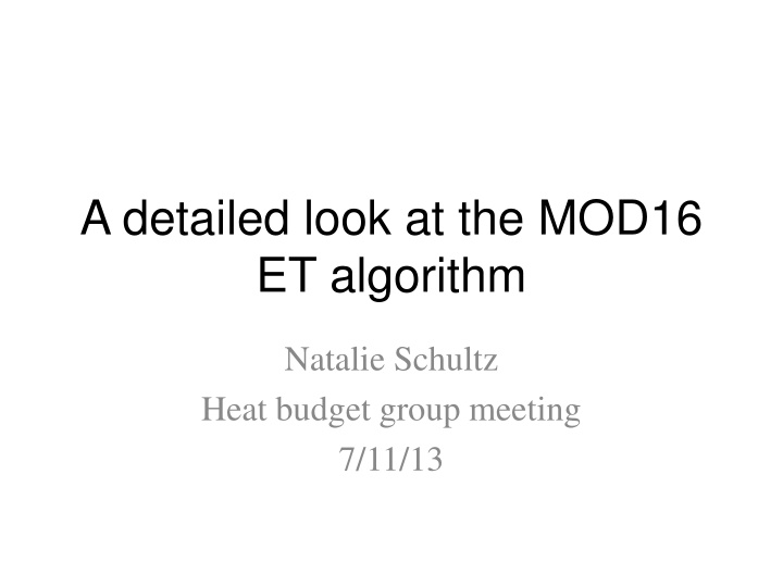 a detailed look at the mod16 et algorithm