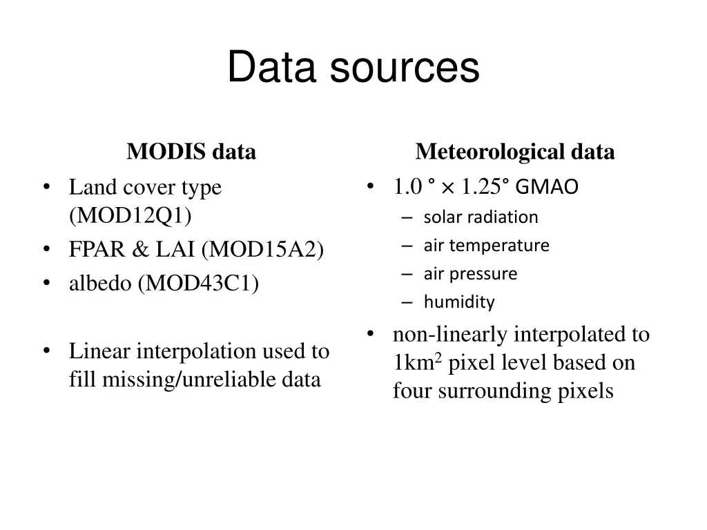 data sources