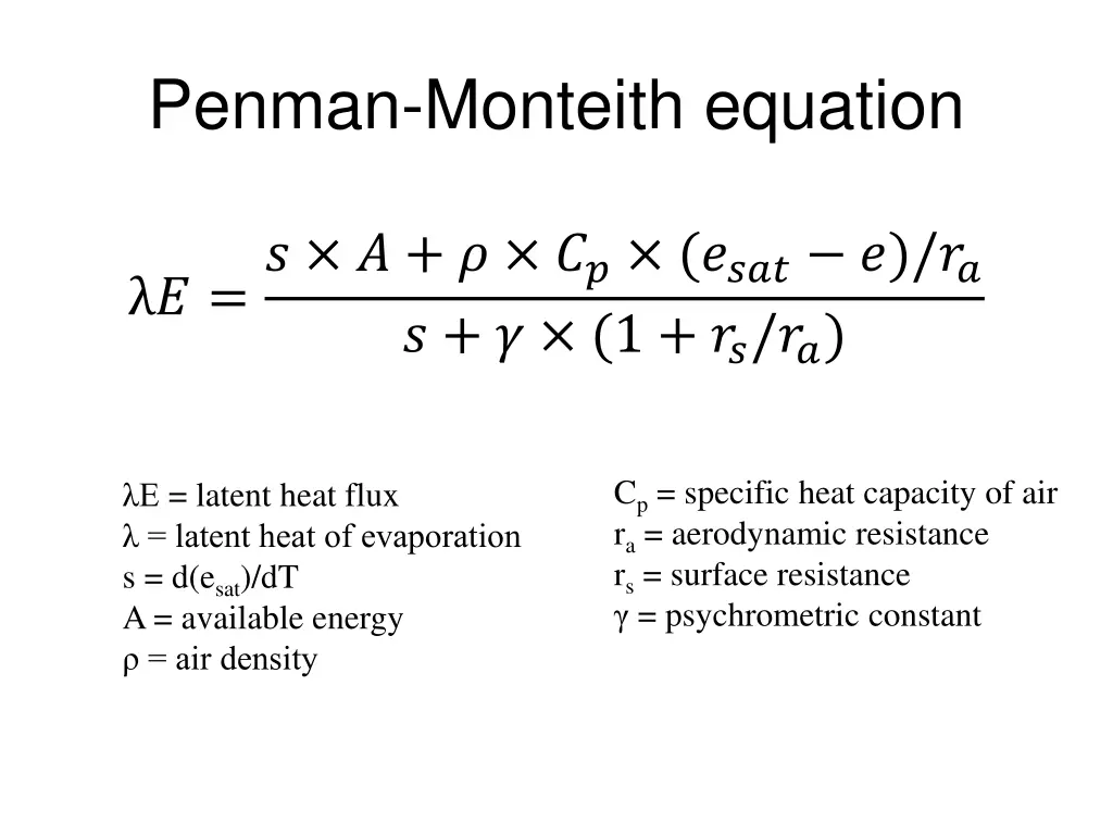 penman monteith equation