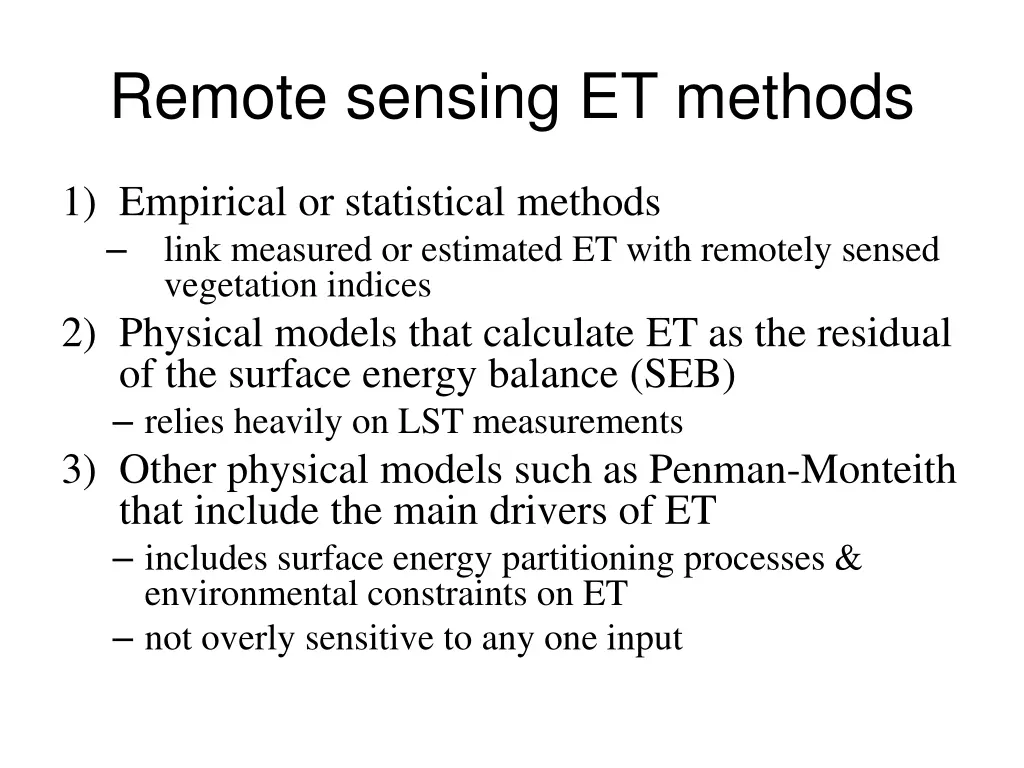 remote sensing et methods