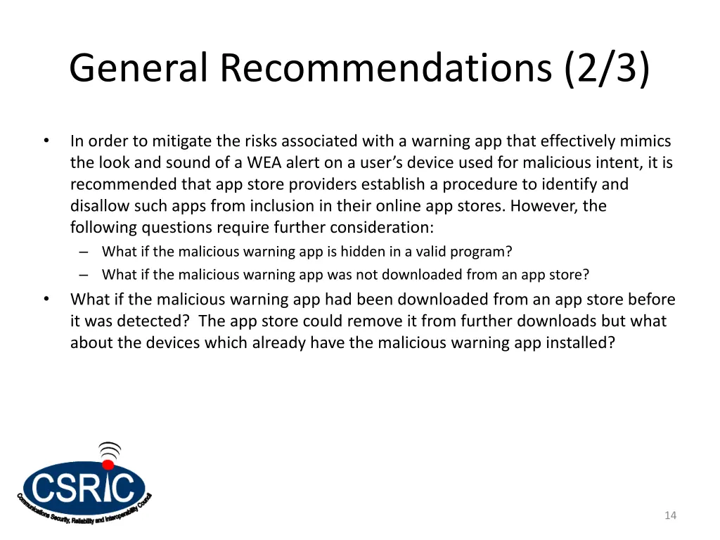 general recommendations 2 3