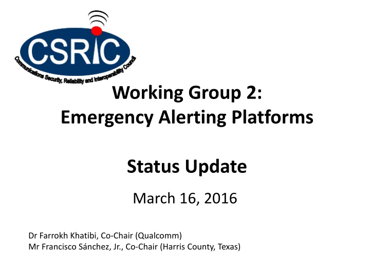 working group 2 emergency alerting platforms