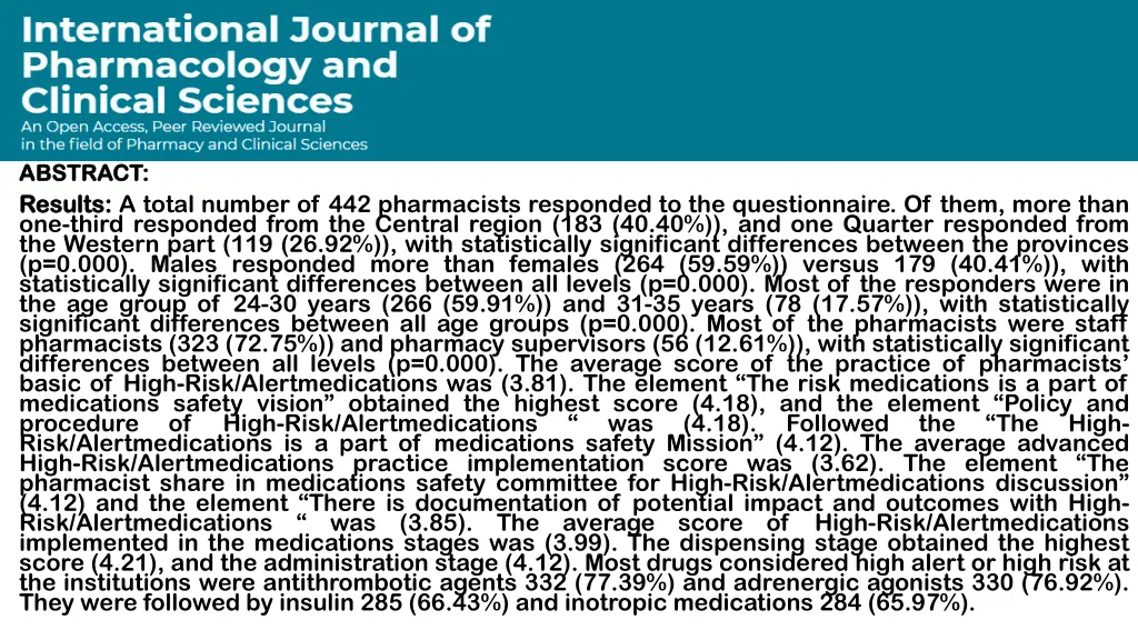 abstract abstract results results a total number