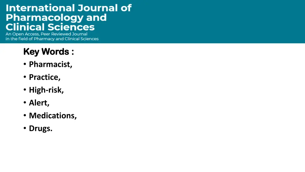 key words key words pharmacist practice high risk