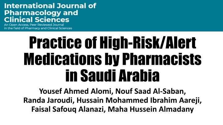 practice of high risk alert medications