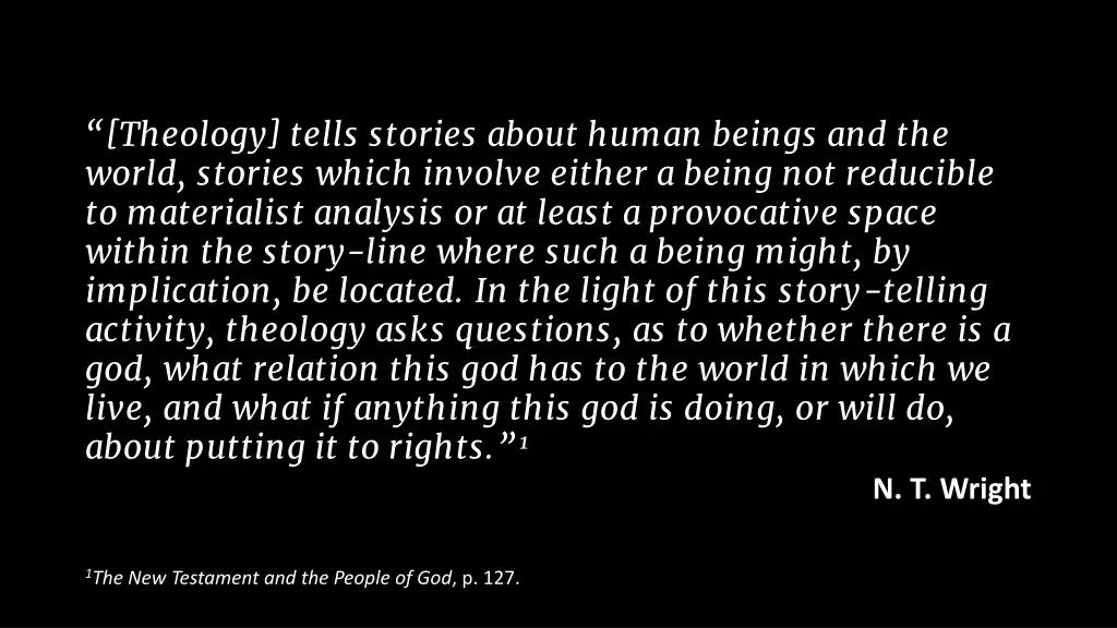 theology tells stories about human beings