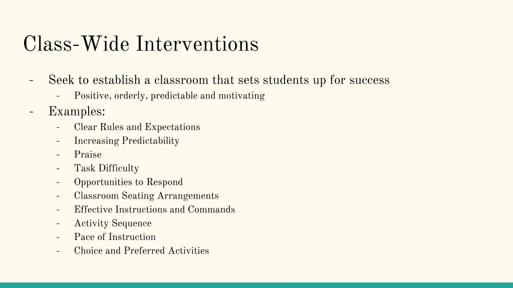 class wide interventions