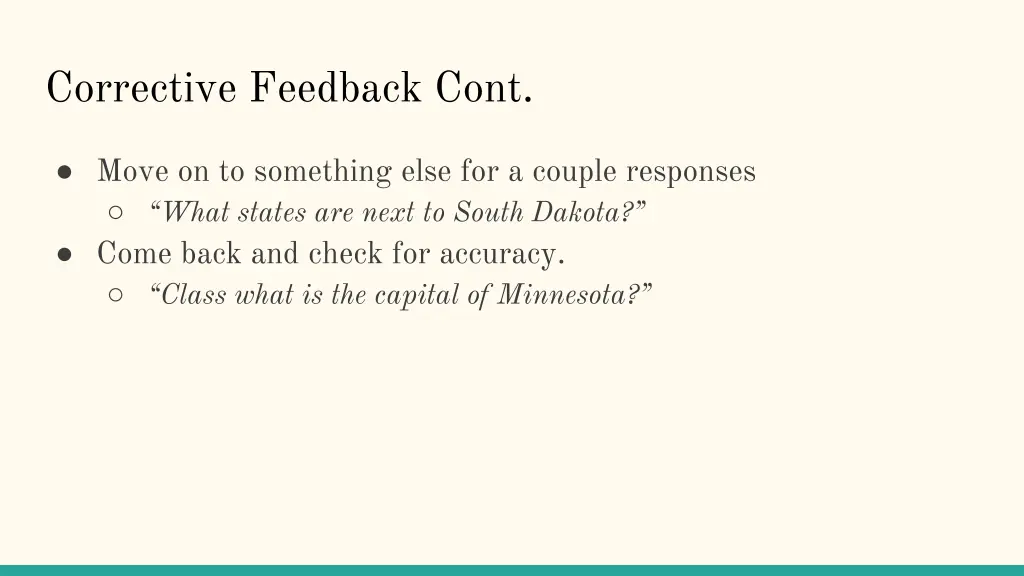 corrective feedback cont
