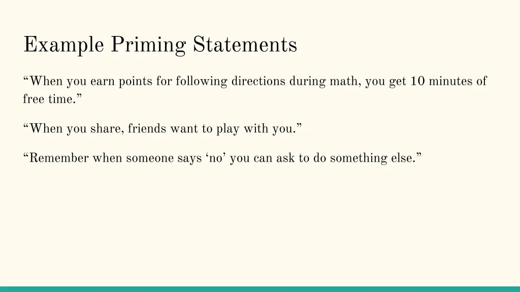 example priming statements