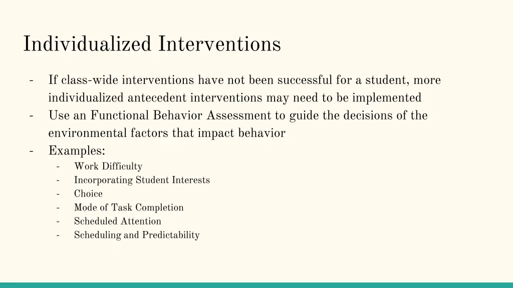 individualized interventions