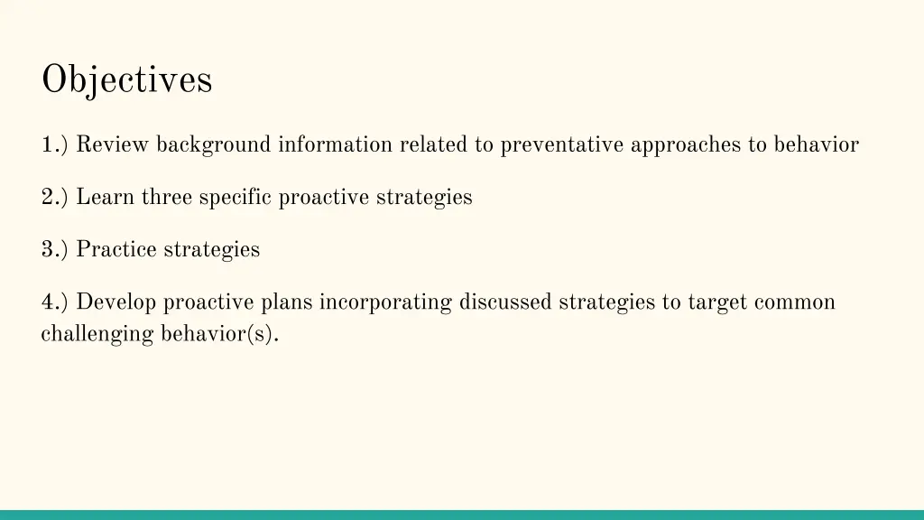 objectives