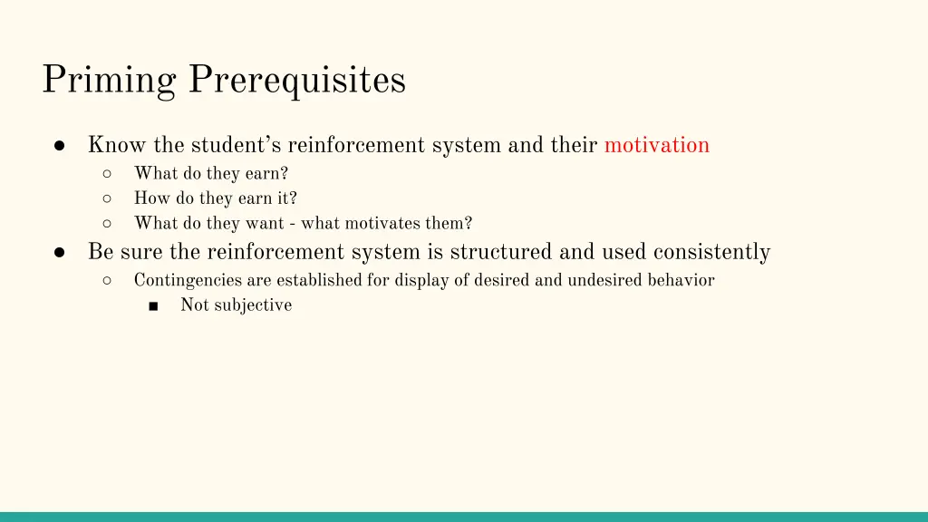 priming prerequisites