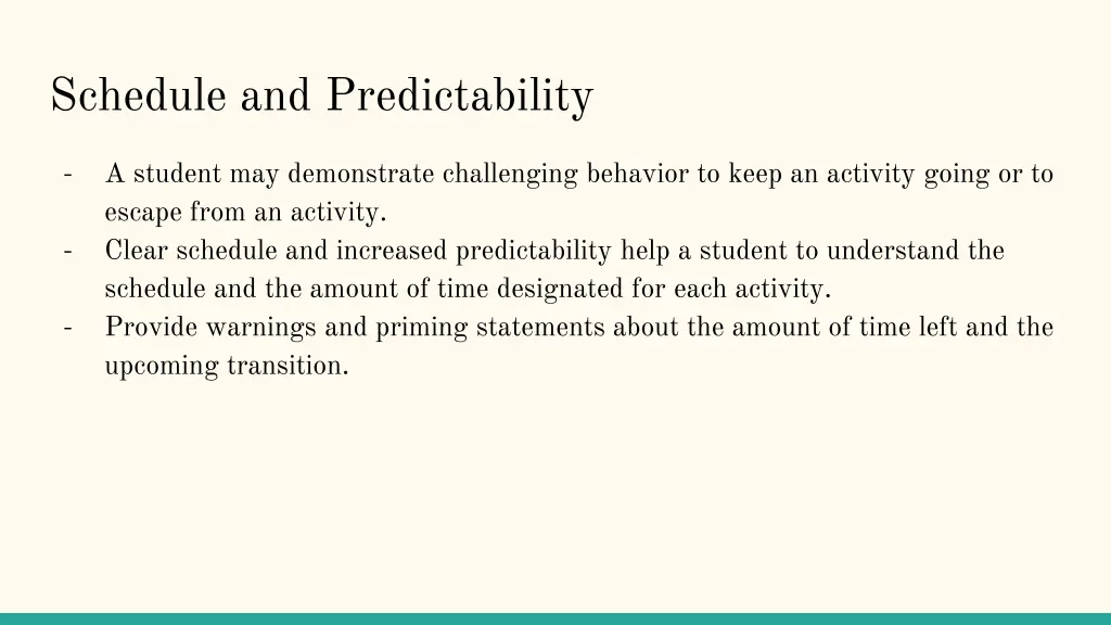 schedule and predictability