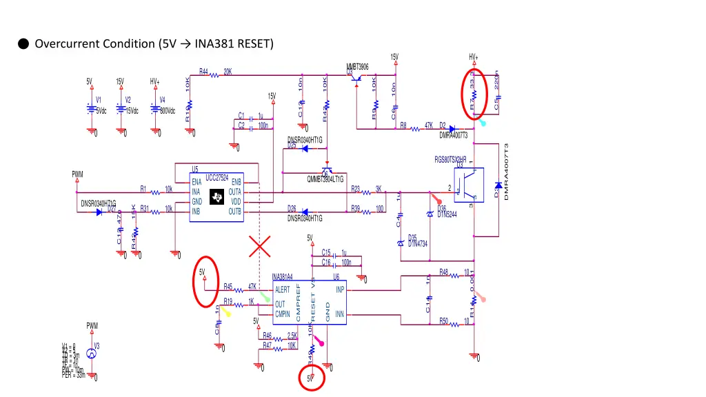 overcurrent condition 5v ina381 reset