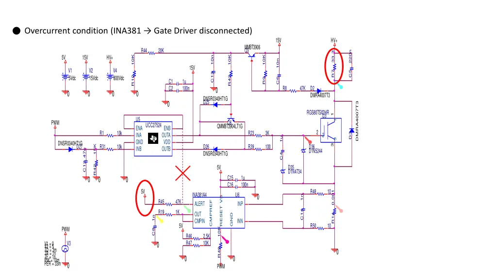 overcurrent condition ina381 gate driver