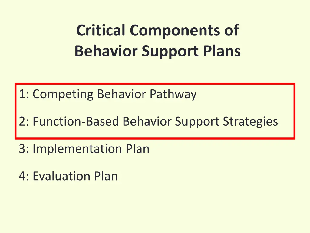 critical components of behavior support plans