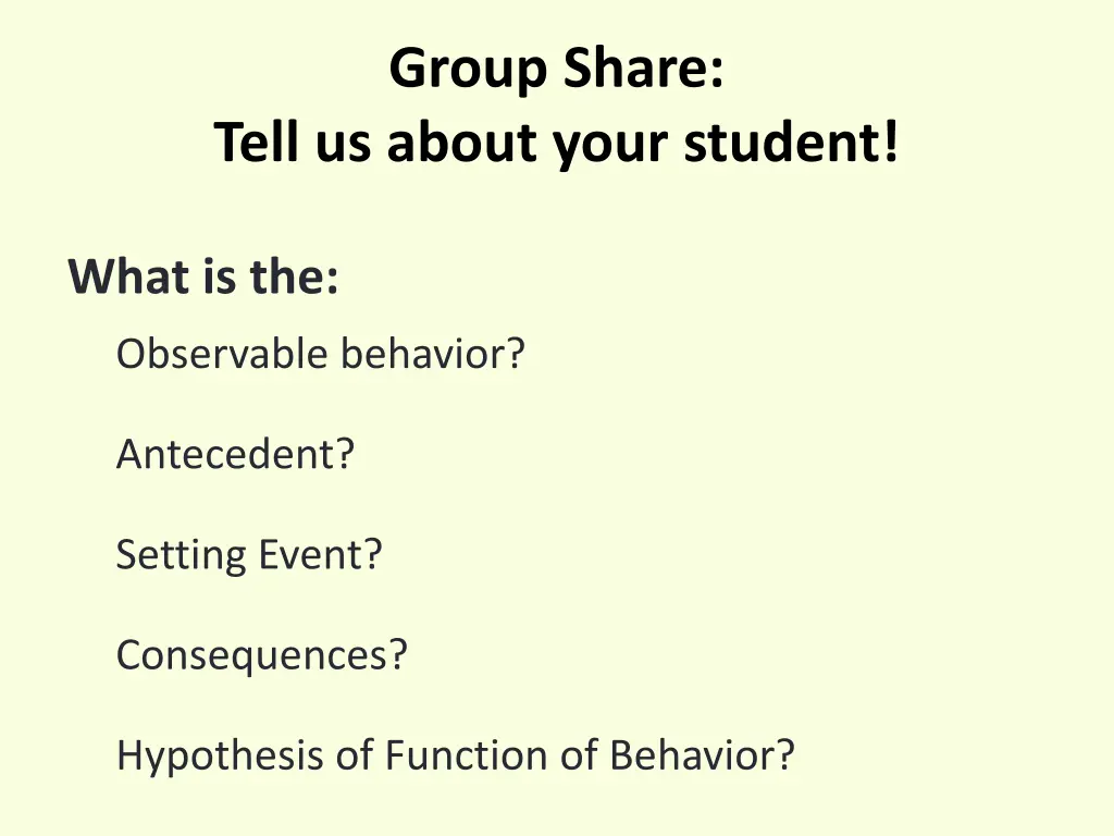 group share tell us about your student