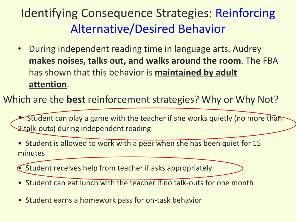 identifying consequence strategies reinforcing 1