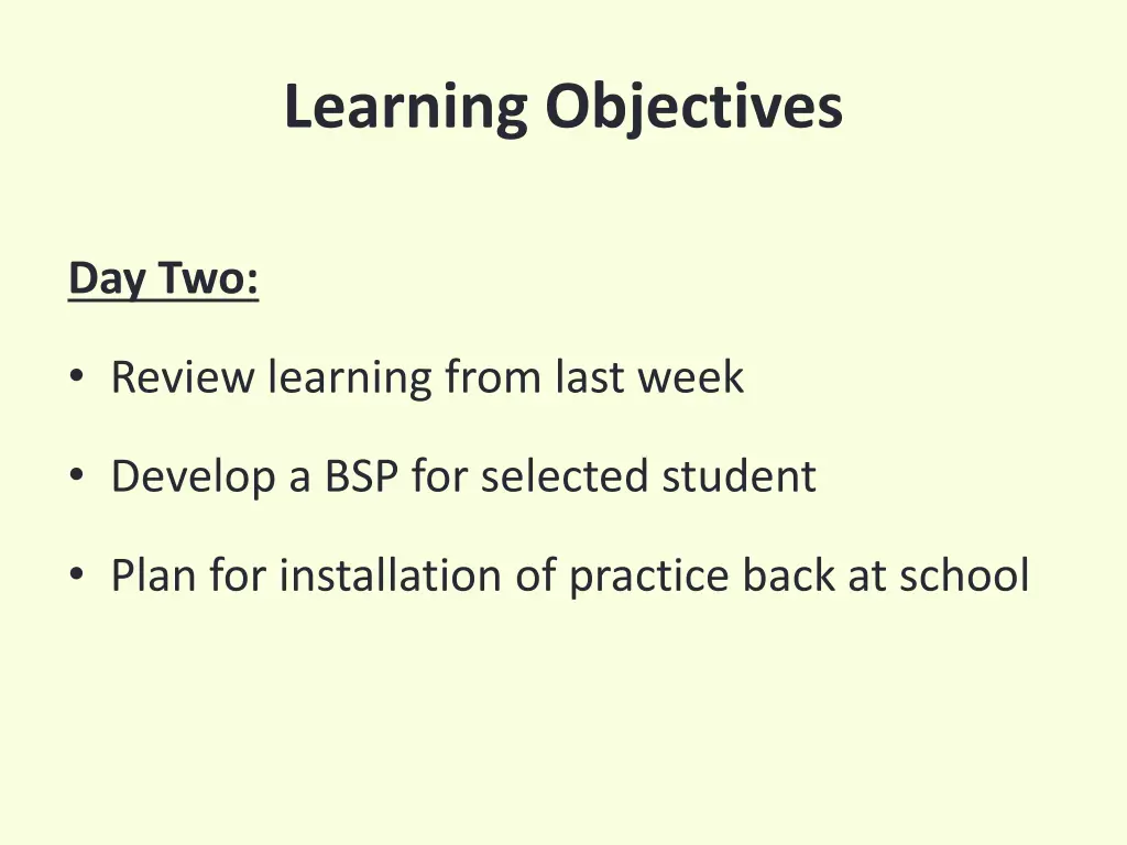learning objectives